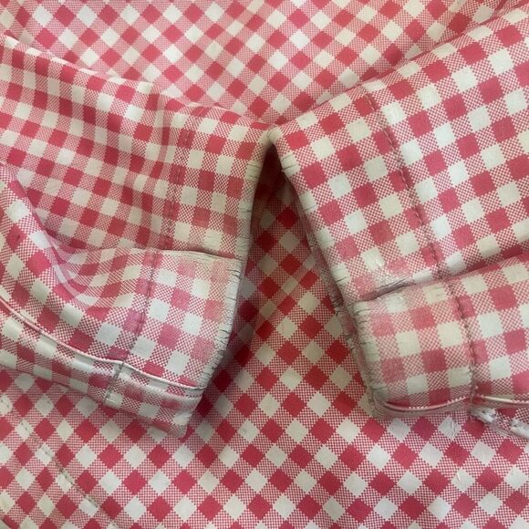 Lands End Kids Girls Gingham Red & White Hooded Rain Coat Sz M Preowned - Picture 8 of 11